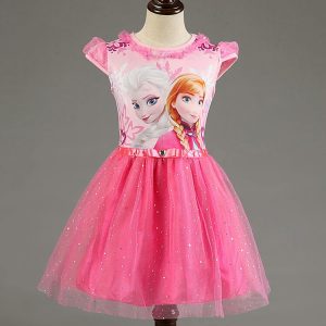 Frozen jurk Roze - Bij Bambini Verkleedkleding