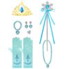Elsa accessoire-set Kind - Blauw - Goud - sieraden + handschoenen + tiara + staf