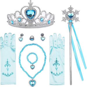 Elsa accessoire-set Kind - sieraden + handschoenen + tiara + staf